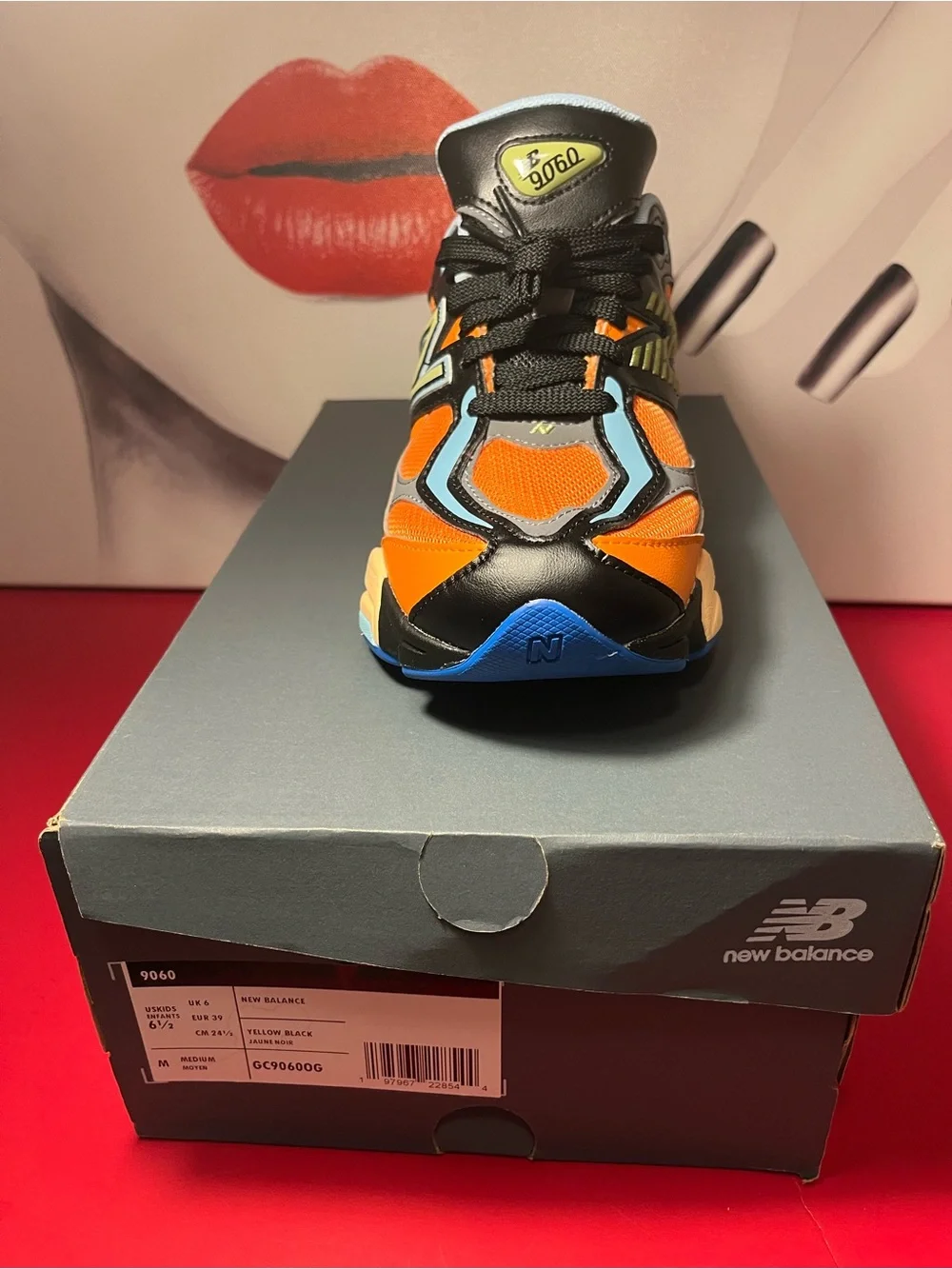 New Balance Kids Orange, Black & Light Blue Sneakers